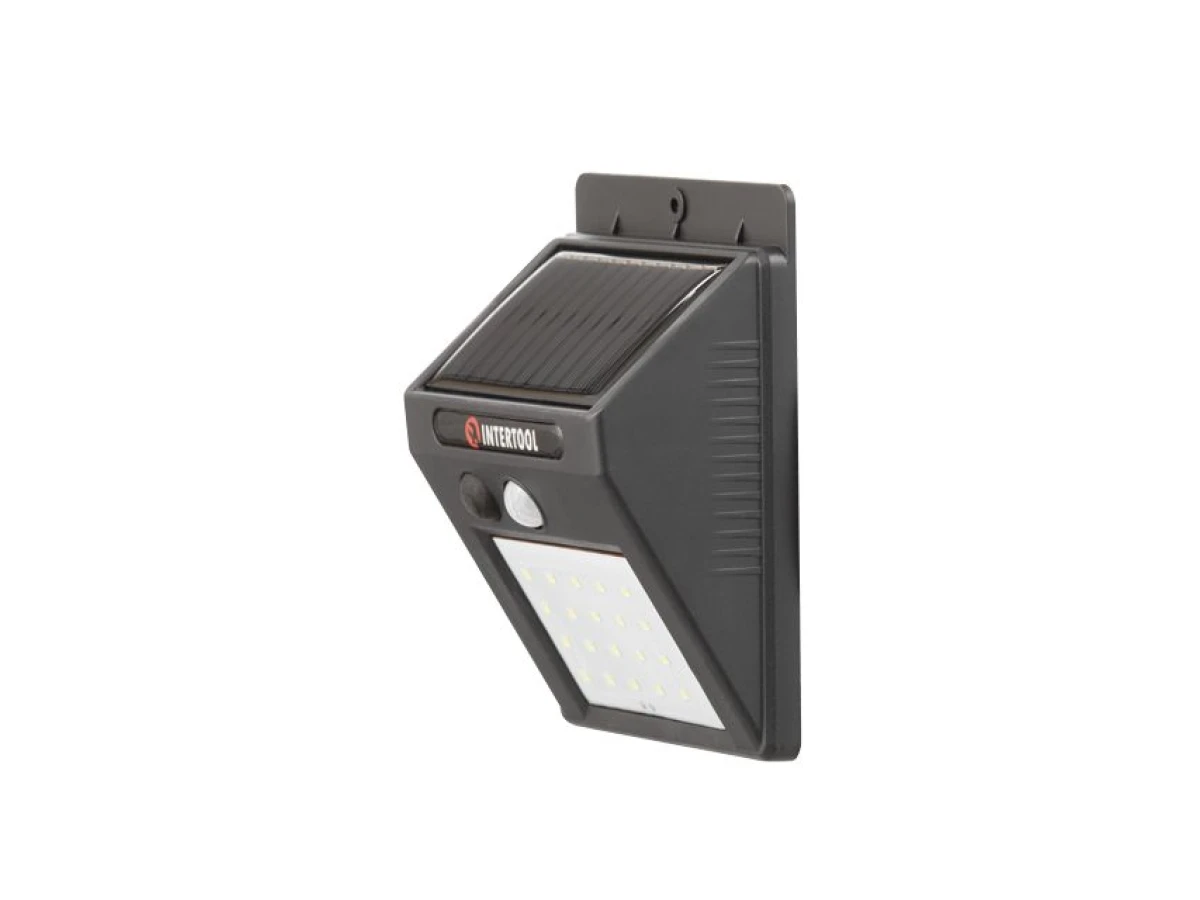 Світильник акумуляторний настінний 20SMD, вуличний, сонячна панель, датчик руху INTERTOOL LB-0112 