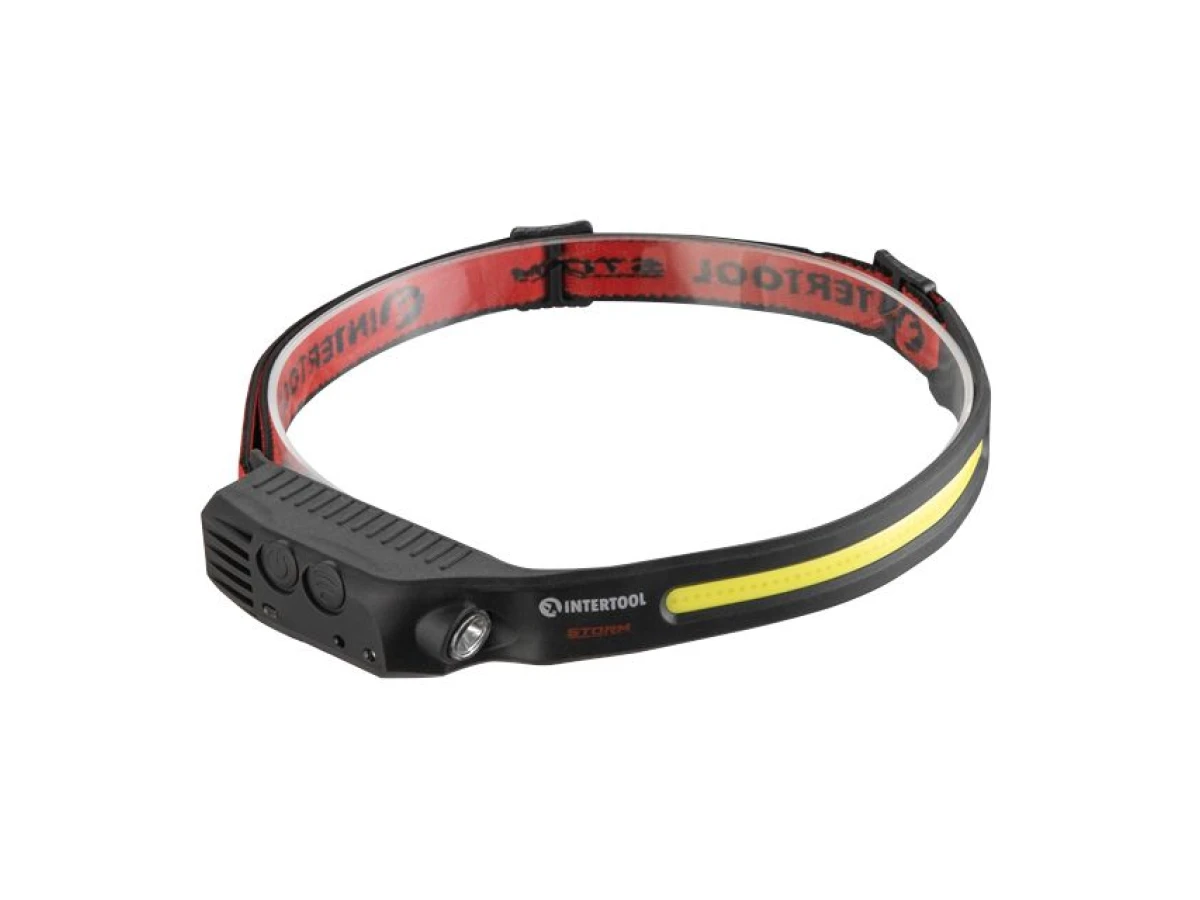 Ліхтар налобний акумуляторний COB+SMD, 9 режимів роботи, сенсор, STORM INTERTOOL LB-0315 