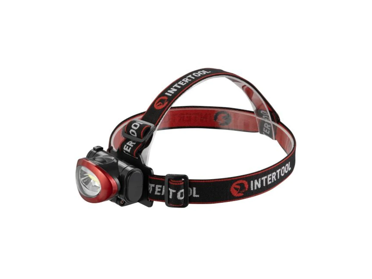 Ліхтар налобний світлодіодний, пиловологозахищений корпус, 3W COB, батарейки 3 ААА INTERTOOL LB-0304 