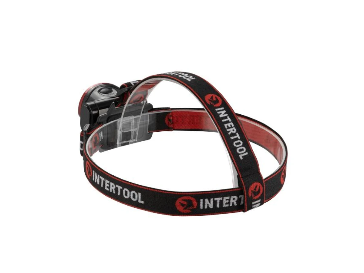 Ліхтар налобний світлодіодний, пиловологозахищений корпус, 3W COB, батарейки 3 ААА INTERTOOL LB-0304 