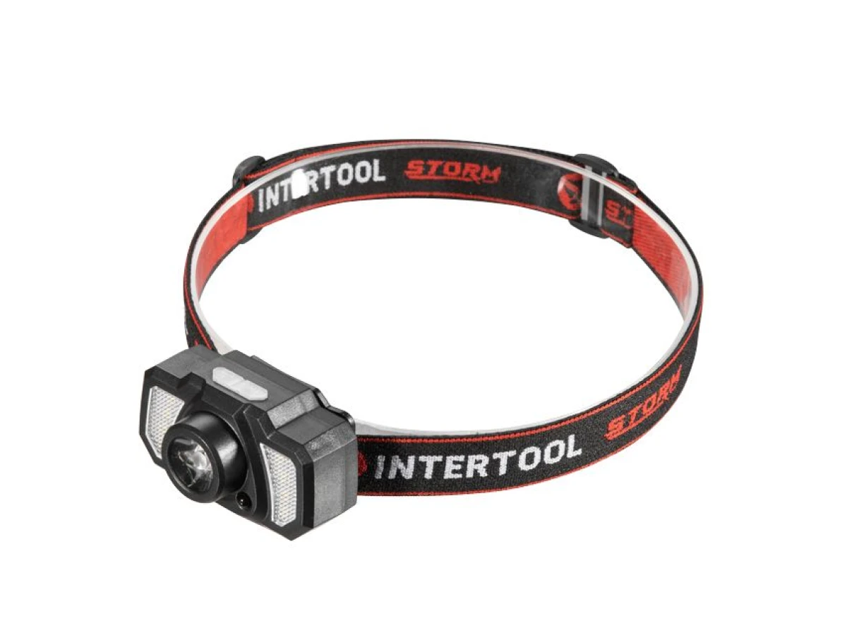 Ліхтар налобний акумуляторний XPE+6SMD+2RED LED, 7 режимів роботи, сенсор, STORM INTERTOOL LB-0311 