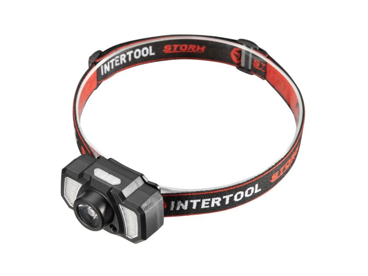 Ліхтар налобний акумуляторний XPE+6SMD+2RED LED, 7 режимів роботи, сенсор, STORM INTERTOOL LB-0311 