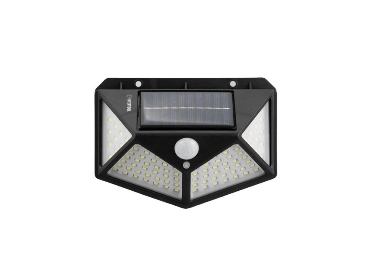 Світильник акумуляторний настінний 100SMD, вуличний, сонячна панель, датчик руху INTERTOOL LB-0113 