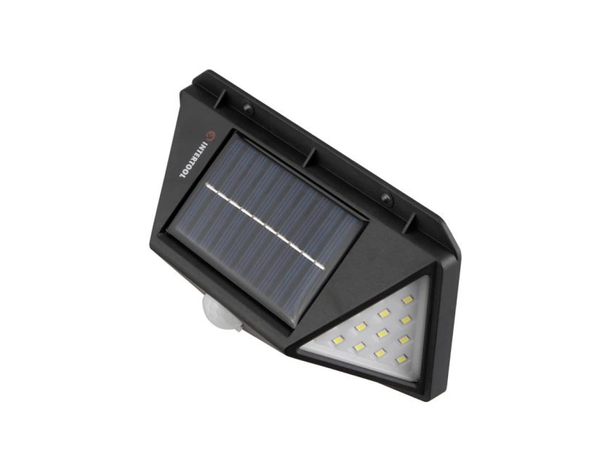 Світильник акумуляторний настінний 100SMD, вуличний, сонячна панель, датчик руху INTERTOOL LB-0113 