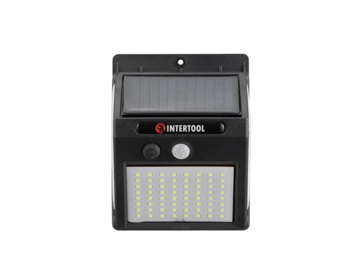 Світильник акумуляторний настінний 144SMD, вуличний, сонячна панель, датчик руху INTERTOOL LB-0114 