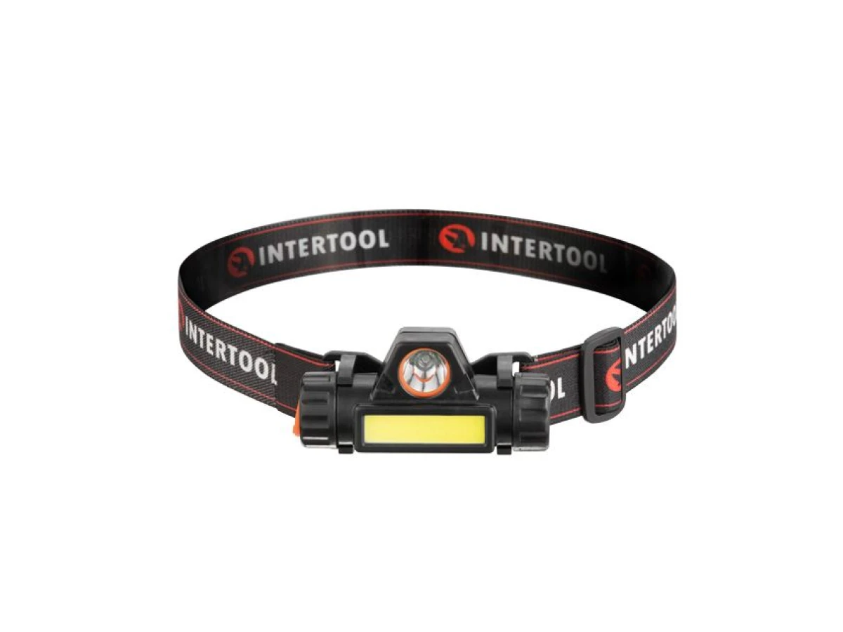 Ліхтар налобний акумуляторний XPE + COB, магніт INTERTOOL LB-0309 