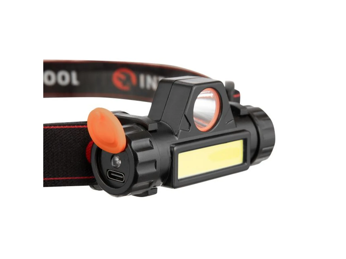 Ліхтар налобний акумуляторний XPE + COB, магніт INTERTOOL LB-0309 