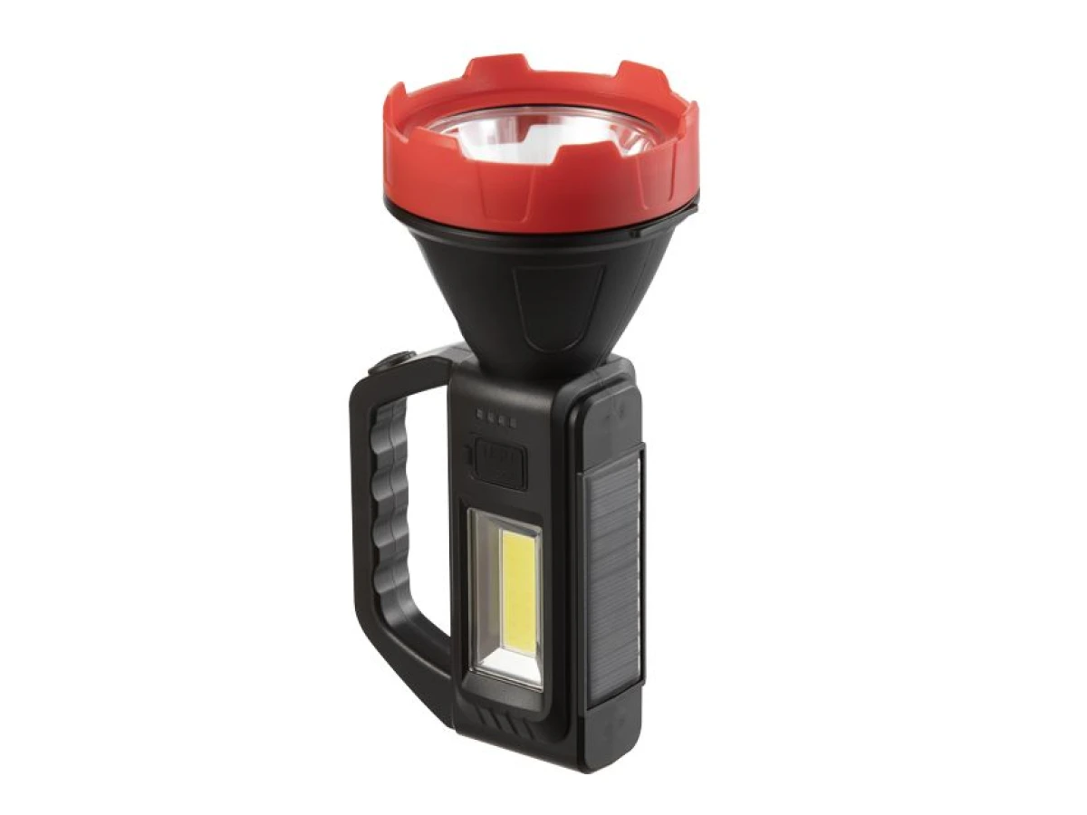 Ліхтар акумуляторний 1LED+1COB, power bank, індикатор заряду, сонячна панель INTERTOOL LB-0107 