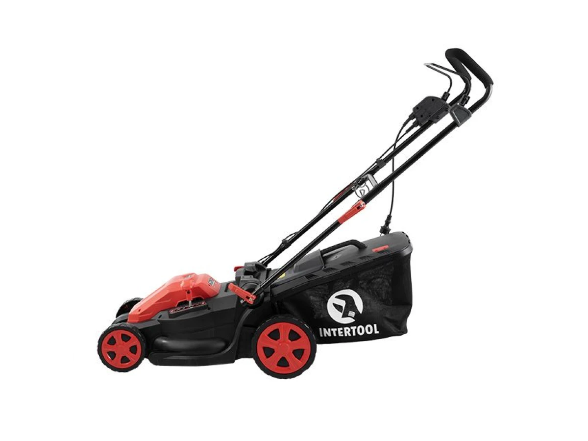 Газонокосилка электрическая 1.8 кВт, 230 В~50 Гц, 3200 об/мин, ширина захвата 400 мм, высота среза 25-75 мм, контейнер 40 литров, STORM INTERTOOL WT-2265 