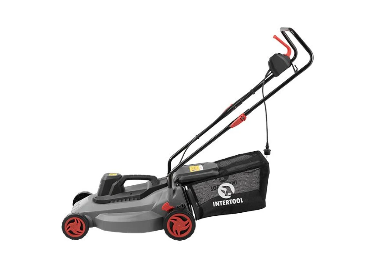 Газонокосилка электрическая 1300Вт, 230В, 3500об/мин, ширина захвата 380мм, высота среза 20/40/60мм, контейнер 35 литров INTERTOOL DT-2262 