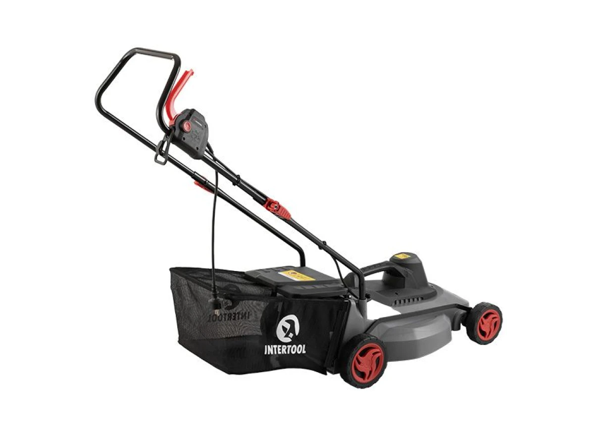 Газонокосилка электрическая 1300Вт, 230В, 3500об/мин, ширина захвата 380мм, высота среза 20/40/60мм, контейнер 35 литров INTERTOOL DT-2262 
