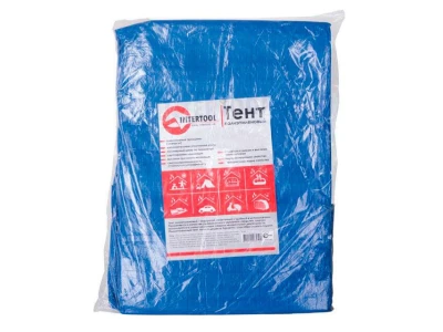 Тент водонепроницаемый, полиэтиленовый (тарпаулин), плотность 65 г/м², с люверсами, 2*3 м INTERTOOL AB-0203