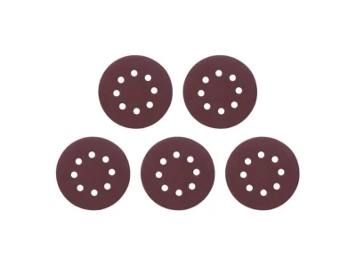 Круг наждаковий самоклеючий 125 мм з отворами , папір клас С, густина 140 г/м2, К80, уп. 5 од. INTERTOOL BT-0585