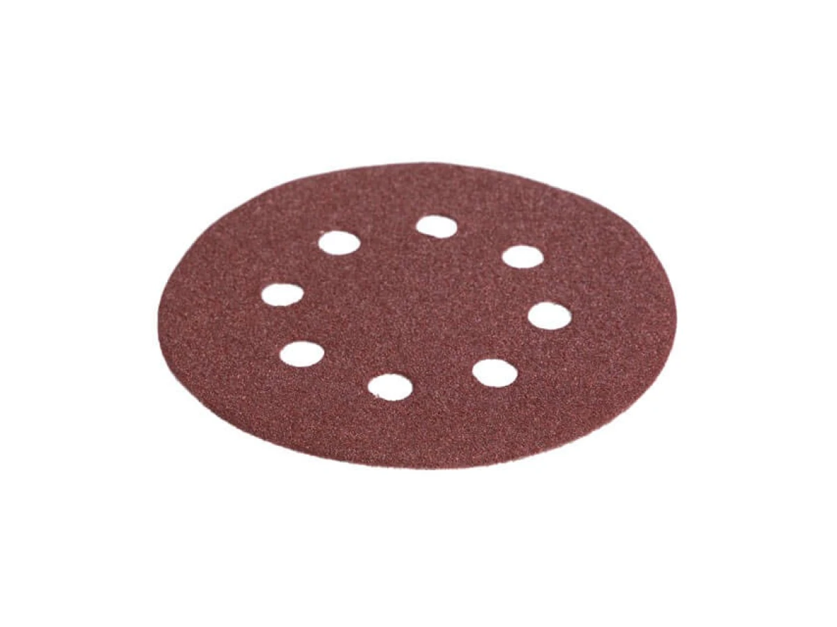 Круг наждаковий самоклеючий 125 мм з отворами , папір клас С, густина 140 г/м2, К100, уп. 5 од. INTERTOOL BT-0586 