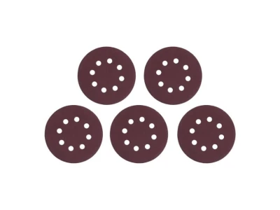 Круг наждаковий самоклеючий 125 мм з отворами , папір клас С, густина 140 г/м2, К120, уп. 5 од. INTERTOOL BT-0587