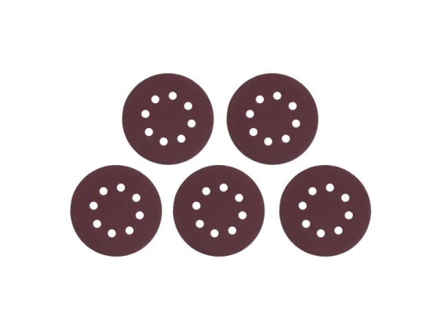 Круг наждаковий самоклеючий 125 мм з отворами , папір клас С, густина 140 г/м2, К120, уп. 5 од. INTERTOOL BT-0587 