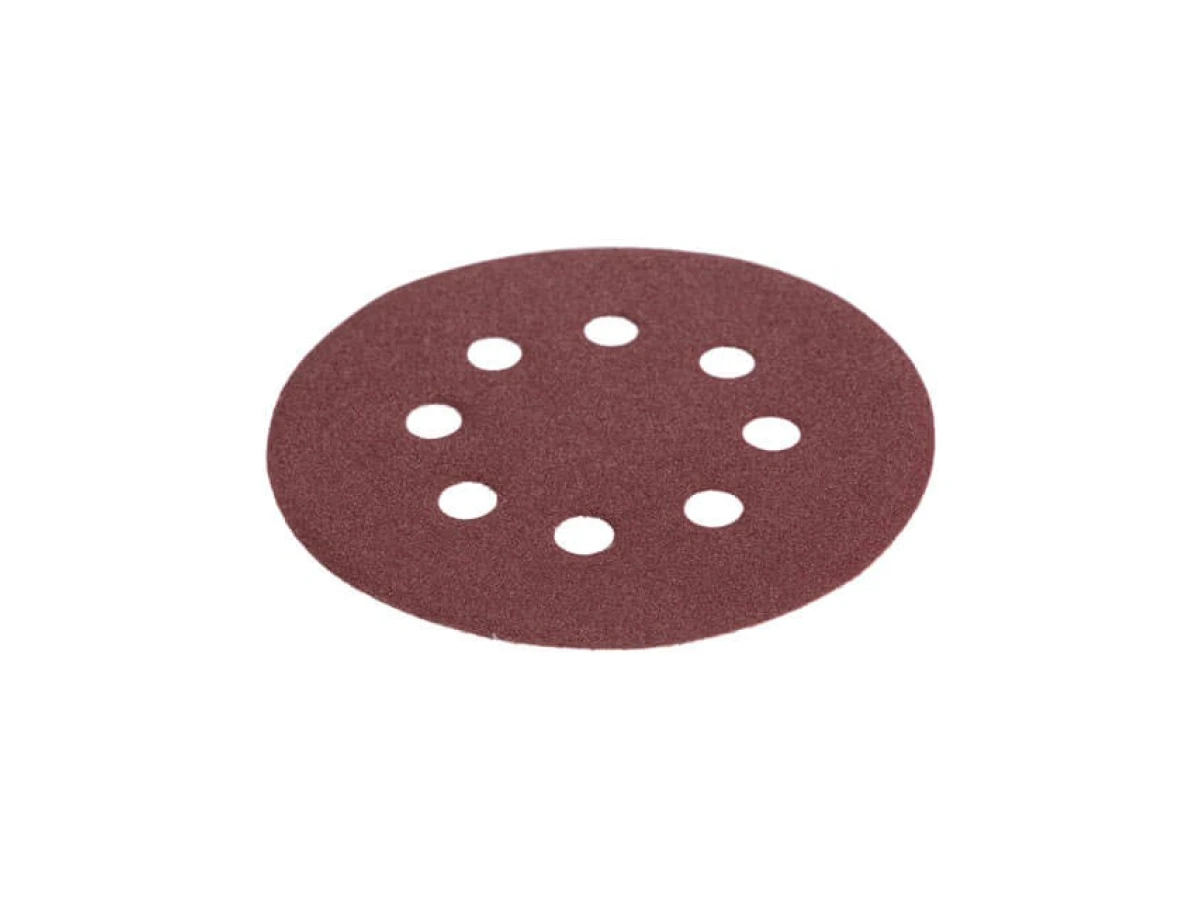 Круг наждаковий самоклеючий 125 мм з отворами , папір клас С, густина 140 г/м2, К120, уп. 5 од. INTERTOOL BT-0587 