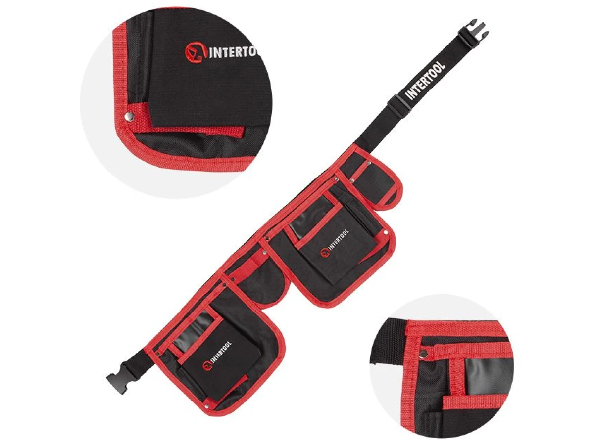 Сумка поясная слесарно-строительная, 11 карманов, полиэстер INTERTOOL SP-1015 