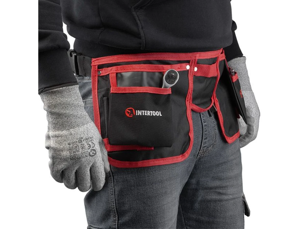 Сумка поясная слесарно-строительная, 11 карманов, полиэстер INTERTOOL SP-1015 