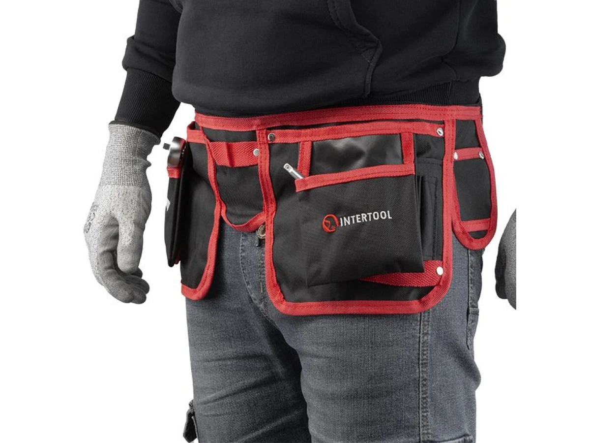 Сумка поясная слесарно-строительная, 11 карманов, полиэстер INTERTOOL SP-1015 