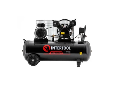Компресор 100 л, 3 кВт, 220 В, 10 aтм, 500 л/хв., 2 циліндри, STORM INTERTOOL PT-0014