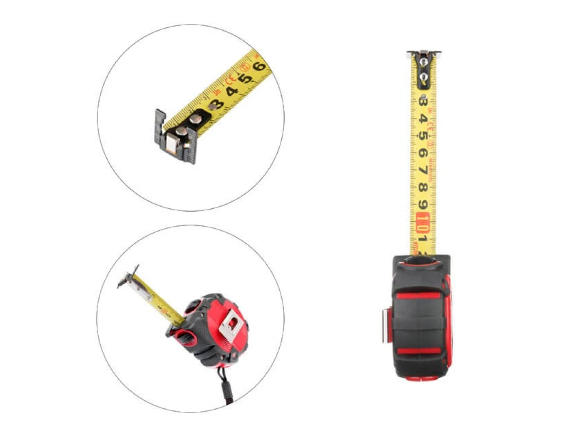 Рулетка з металевим полотном, 3м * 16мм, двостороння шкала, нейлонове покриття, двосторонній зацеп з магнітом, автостоп полотна STORM INTERTOOL MT-0843 