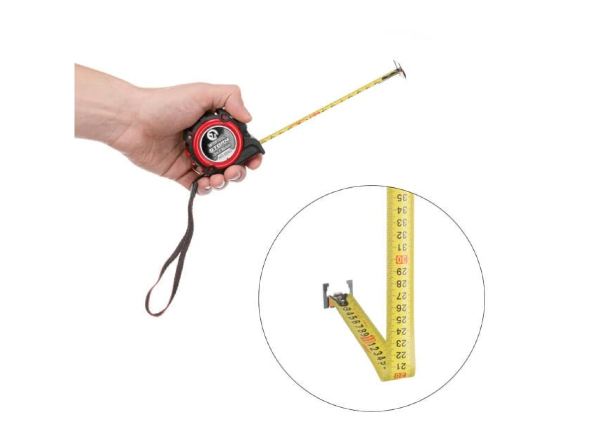 Рулетка з металевим полотном, 3м * 16мм, двостороння шкала, нейлонове покриття, двосторонній зацеп з магнітом, автостоп полотна STORM INTERTOOL MT-0843 