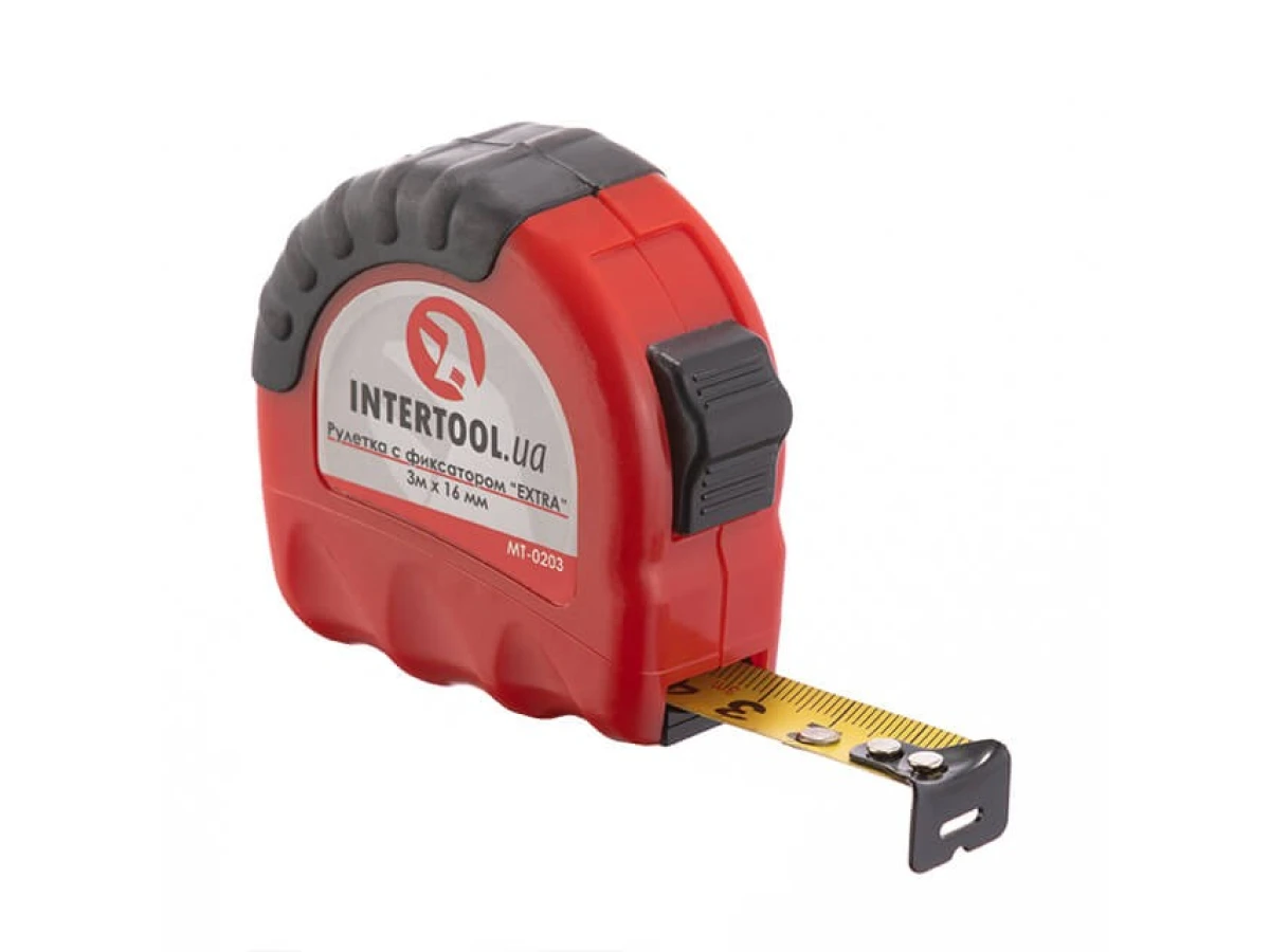 Рулетка з металевим полотном 3м x 16мм "EXTRA" INTERTOOL MT-0203 