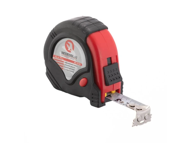 Рулетка з металевим полотном 5 м x 19 мм, три стопора полотна INTERTOOL MT-0105 