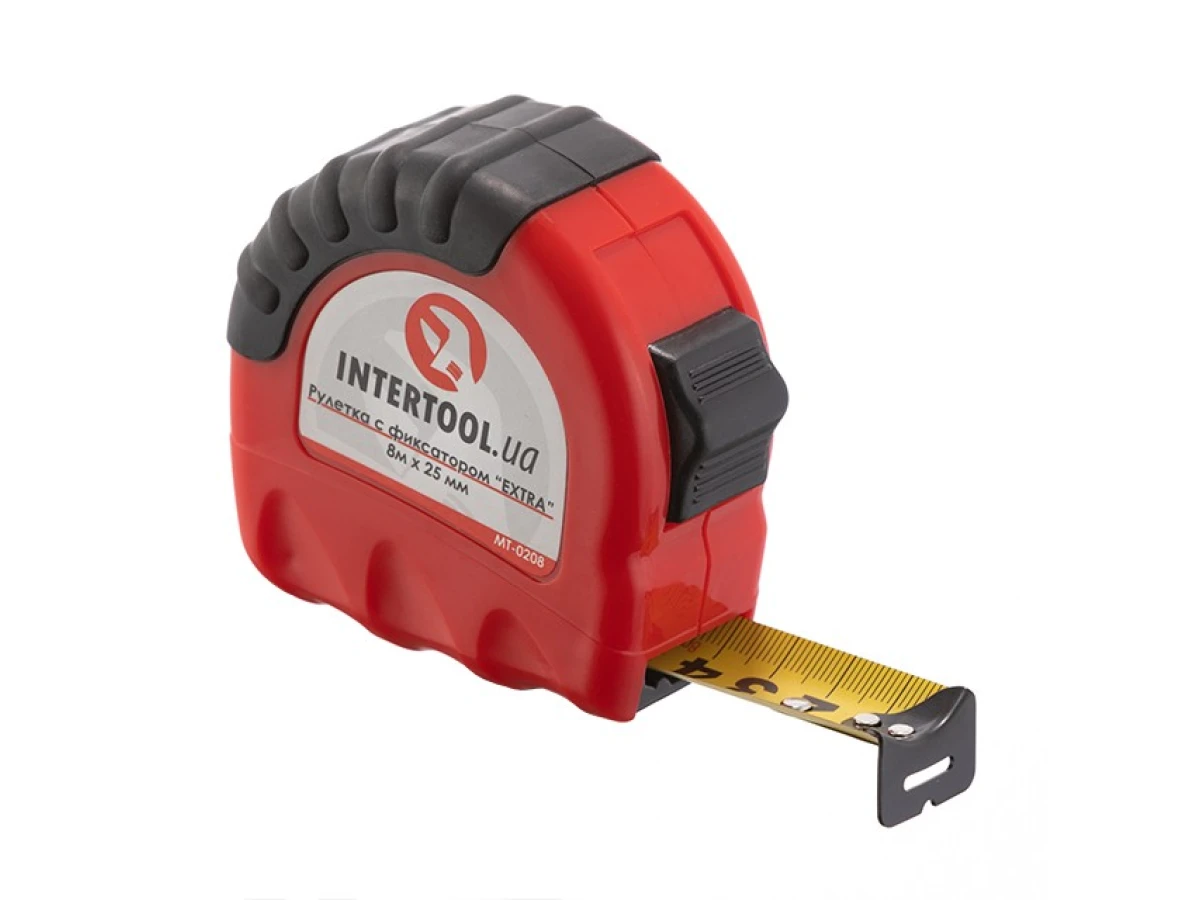 Рулетка з металевим полотном 8м x 25мм "EXTRA" INTERTOOL MT-0208 