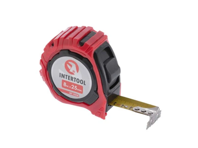 Рулетка с фиксатором 8м*25мм "Магнит" INTERTOOL MT-0508 