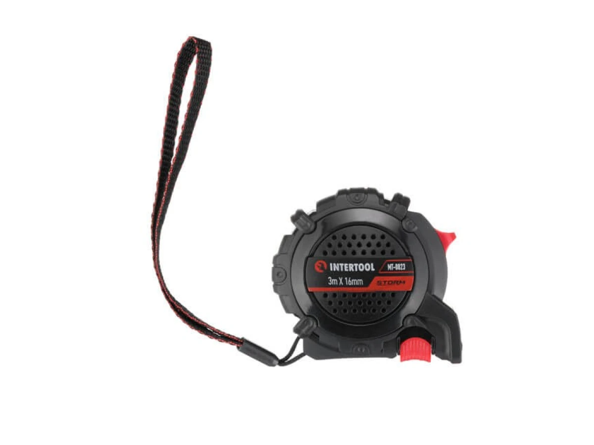 Рулетка с металлическим полотном покрытым нейлоном и магнитами на зацепе 3м*16мм STORM INTERTOOL MT-0823 