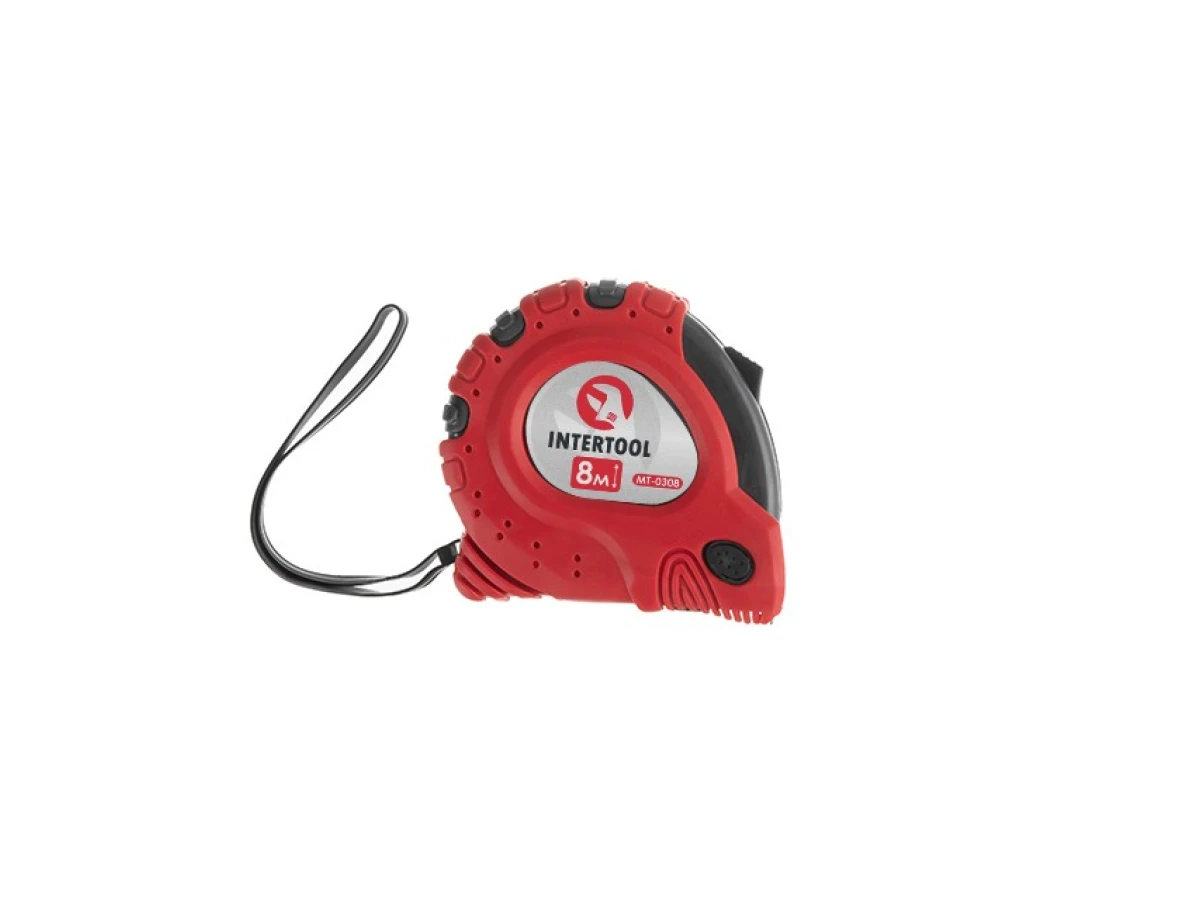 Рулетка з металевим полотном 8м x 25мм "Супер Магніт" блістер INTERTOOL MT-0308 
