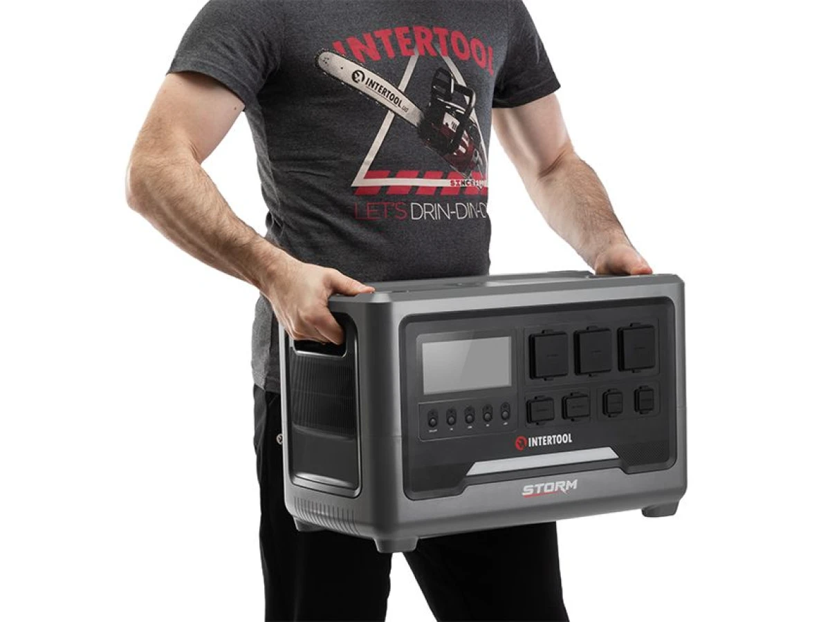 Станция зарядная портативная 2.4 кВт, 2048 Втч, LiFeP04, беспроводная зарядка, съемный повербанк, STORM INTERTOOL WT-7013 