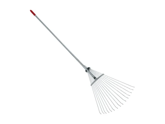 Граблі віялові 15 прутів, металева рукоятка, регулювання ширини робочої поверхні (30-50 см) INTERTOOL FT-3004 