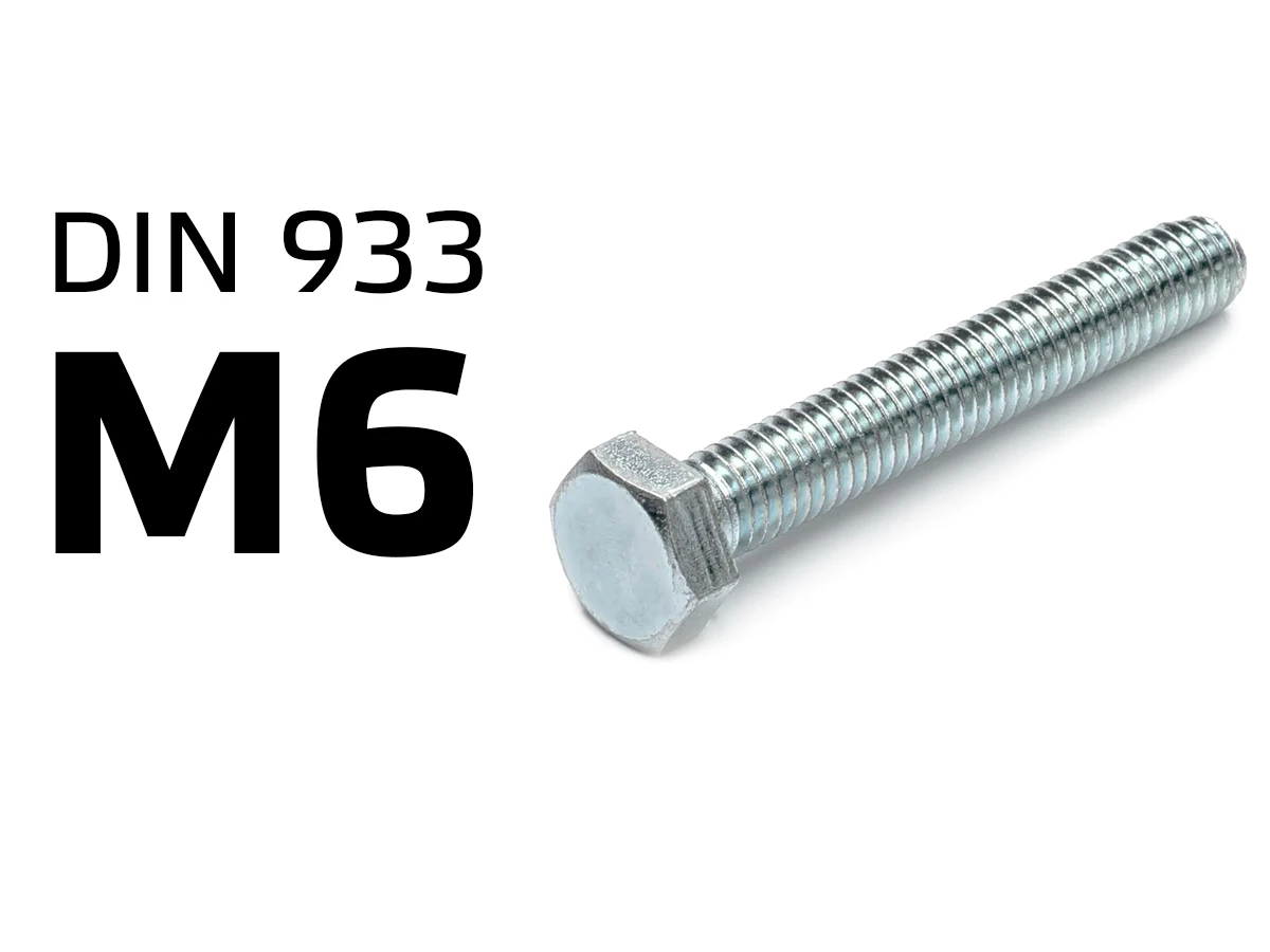 Болт DIN-933 шестигранный М6, полная резьба 