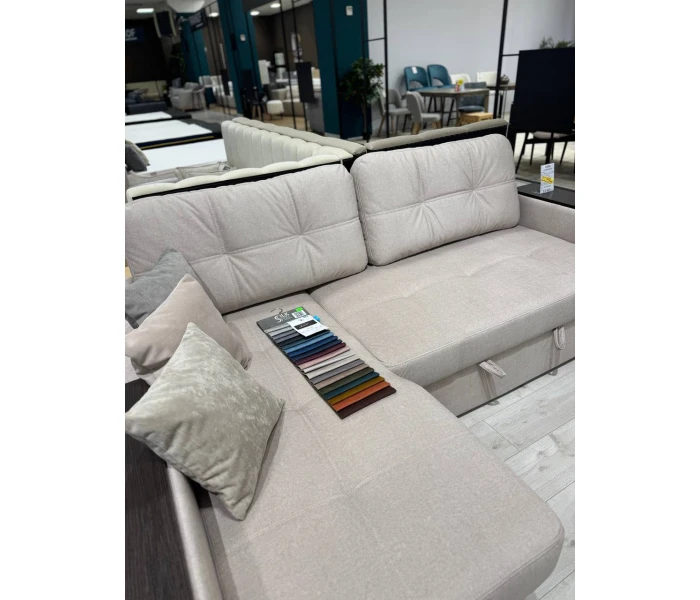 Кутовий розкладний диван з нішею для білизни та квадратною стяжкою