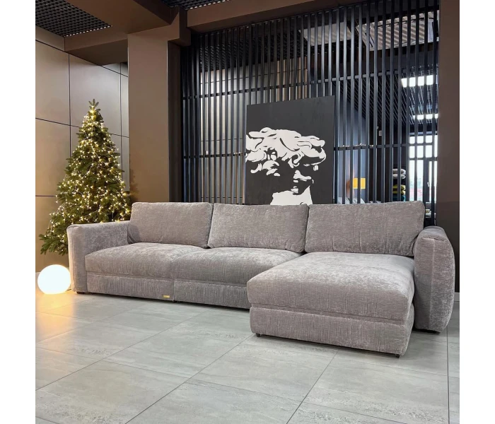 Комфортний кутовий диван із шеніловою текстурою