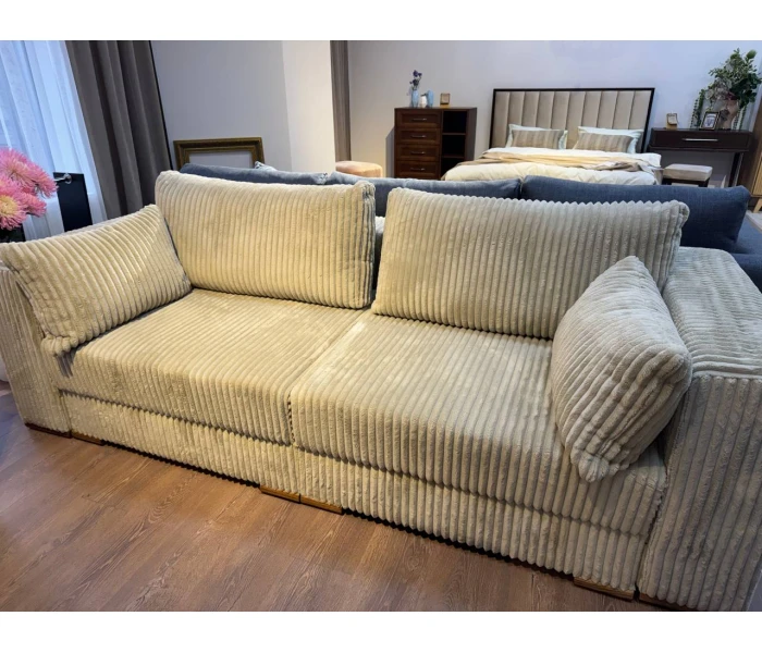 Прямий двомодульний диван у широку смужку