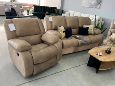 Дуэт диван-тройка и кресло с объемной спинкой