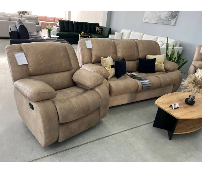 Дуэт диван-тройка и кресло с объемной спинкой