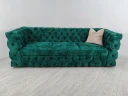 Смарагдовий велюровий диван з каретною стяжкою