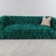 Изумрудный велюровый диван с каретной стяжкой