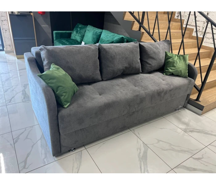 Сірий диван-ліжко прямий на три місця