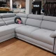 Диван угловой L-образный пепельный с подвижными подголовниками