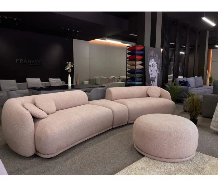 Модульний диван-лежак у пудровому відтінку