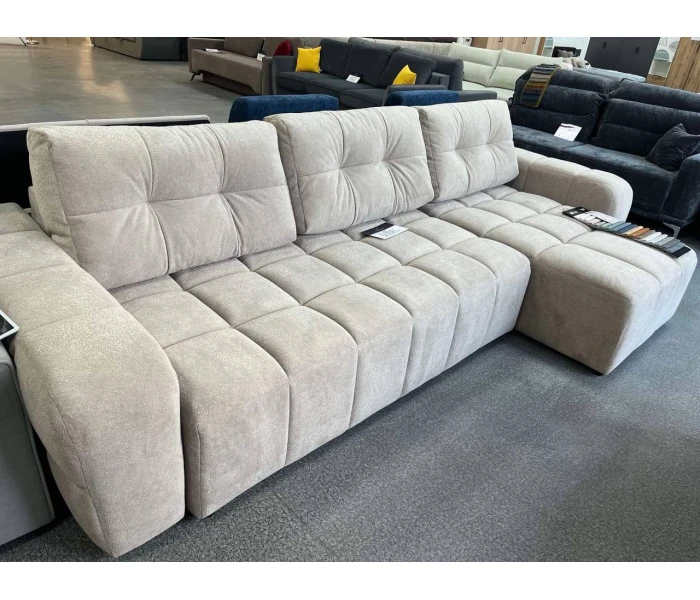 Угловой диван-кровать модульный с глубокой квадратной прошивкой