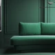 Зеленый минималистичный диван без подлокотников