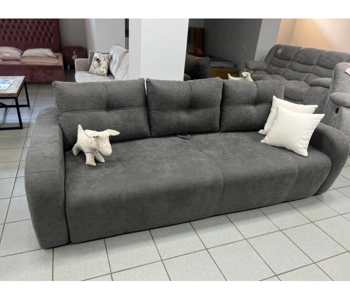 Тримісний прямий розкладний диван з округлими підлокітниками