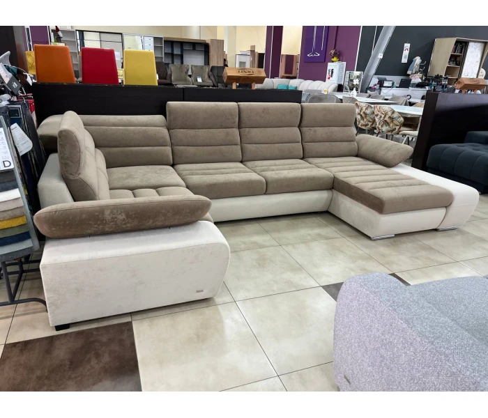 Большой Г-образный угловой диван с регулируемыми подголовниками